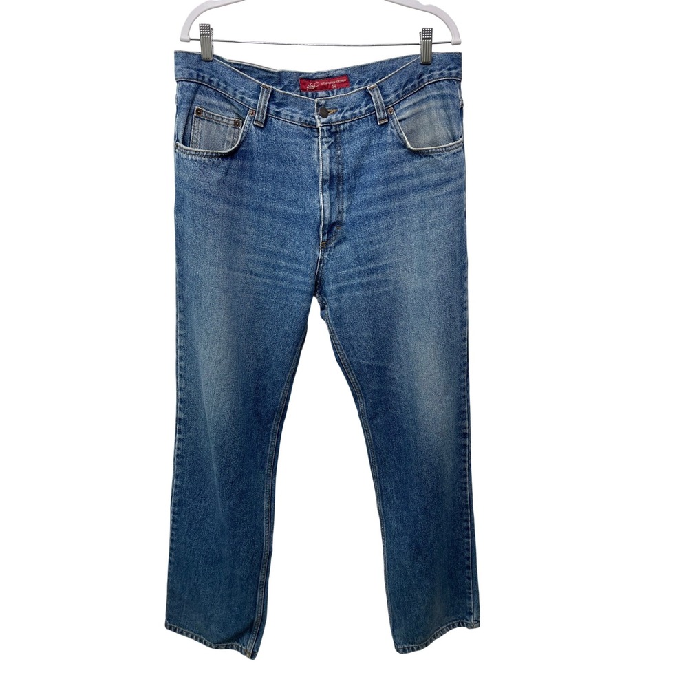 Vtg Y2K Men's Jeans Blue Denim 36x32 Streetwear Casual Basic Straight Leg Cotton